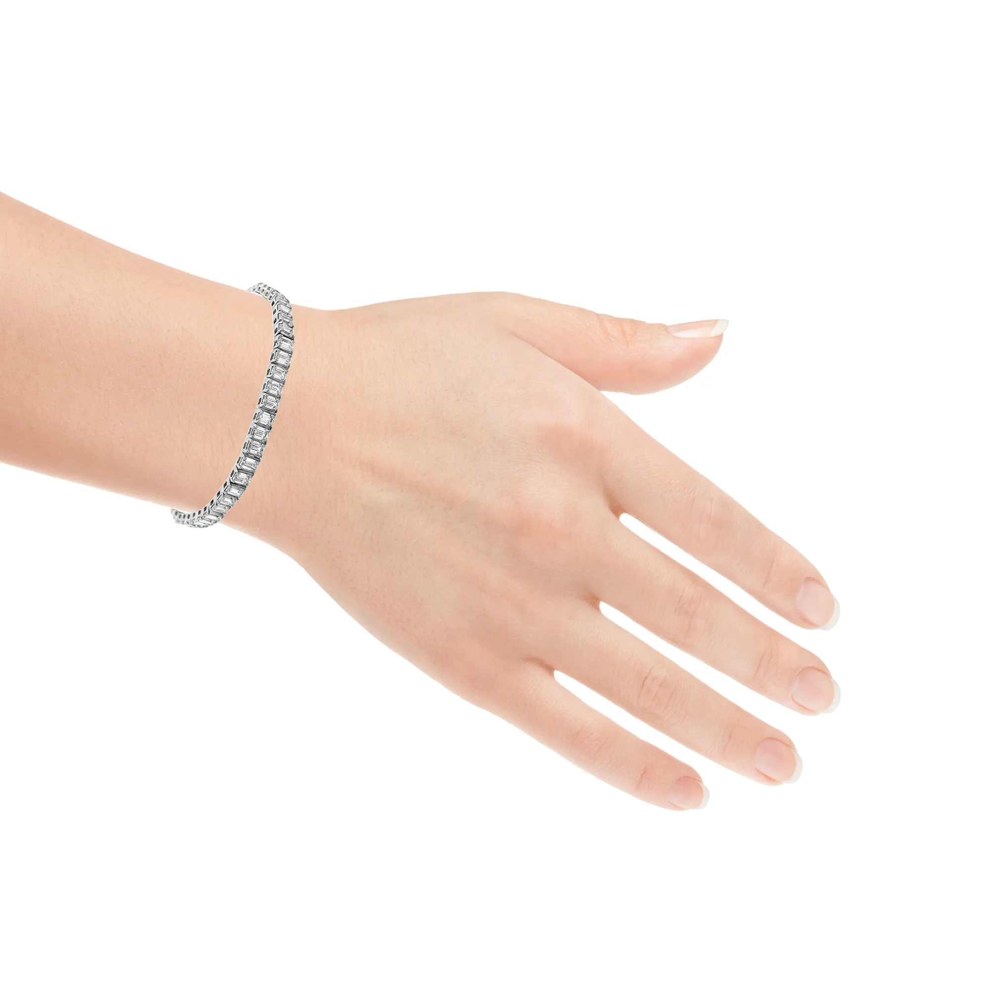 14K Emerald Cut Lab Diamond Tennis Bracelet