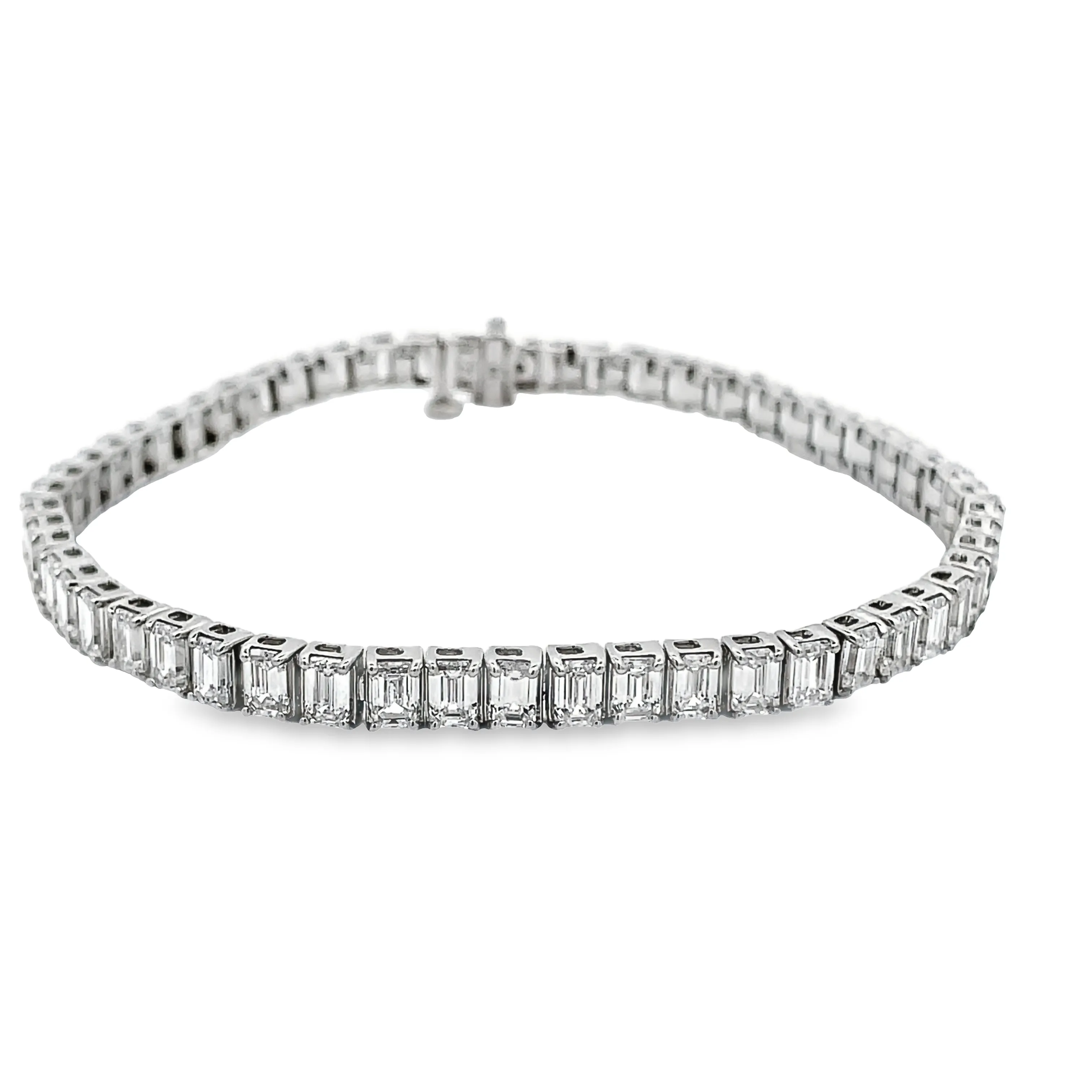 14K Emerald Cut Lab Diamond Tennis Bracelet
