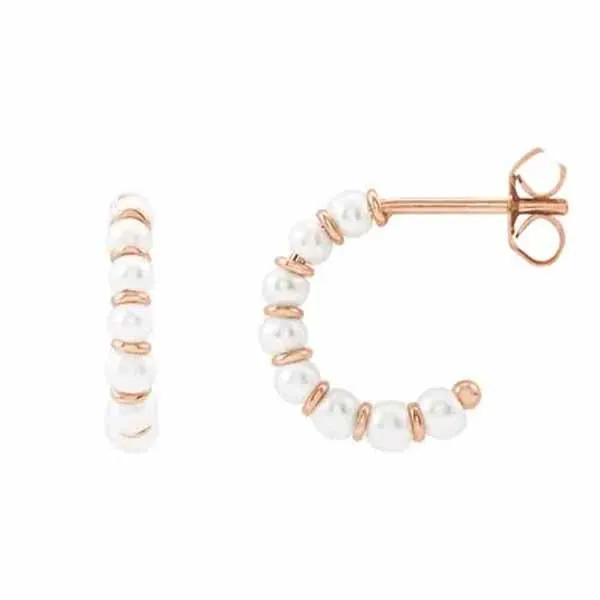 14k Gold Freshwater Cultured Pearl Hoop Earrings