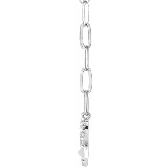 14K White Gold 1/8 CTW Natural Diamond Heart & Arrow 16" Necklace