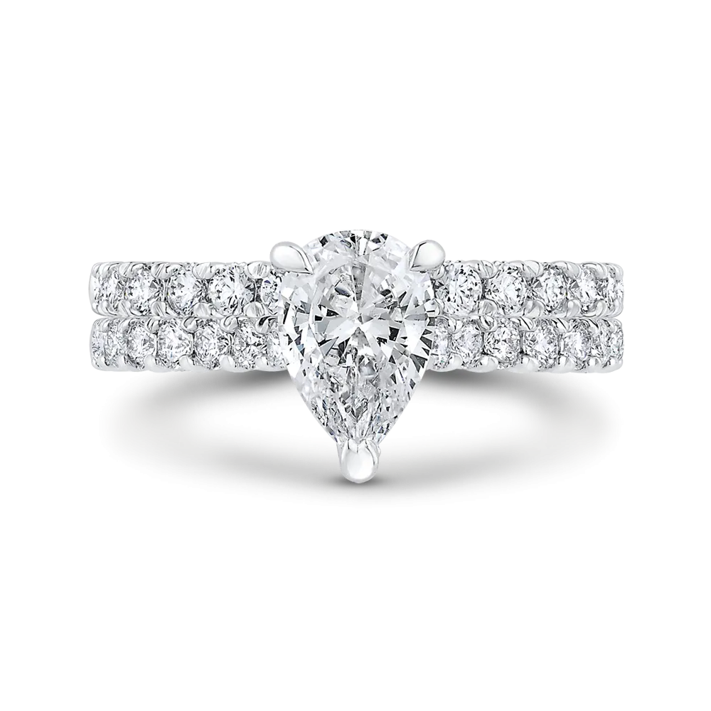 14K White Gold Pear Diamond Engagement Ring (Semi Mount)
