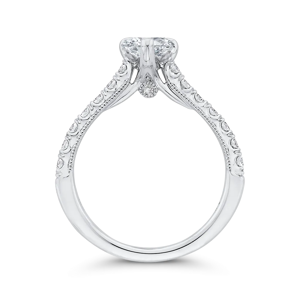 14K White Gold Pear Diamond Engagement Ring (Semi Mount)