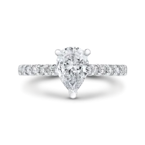 14K White Gold Pear Diamond Engagement Ring (Semi Mount)