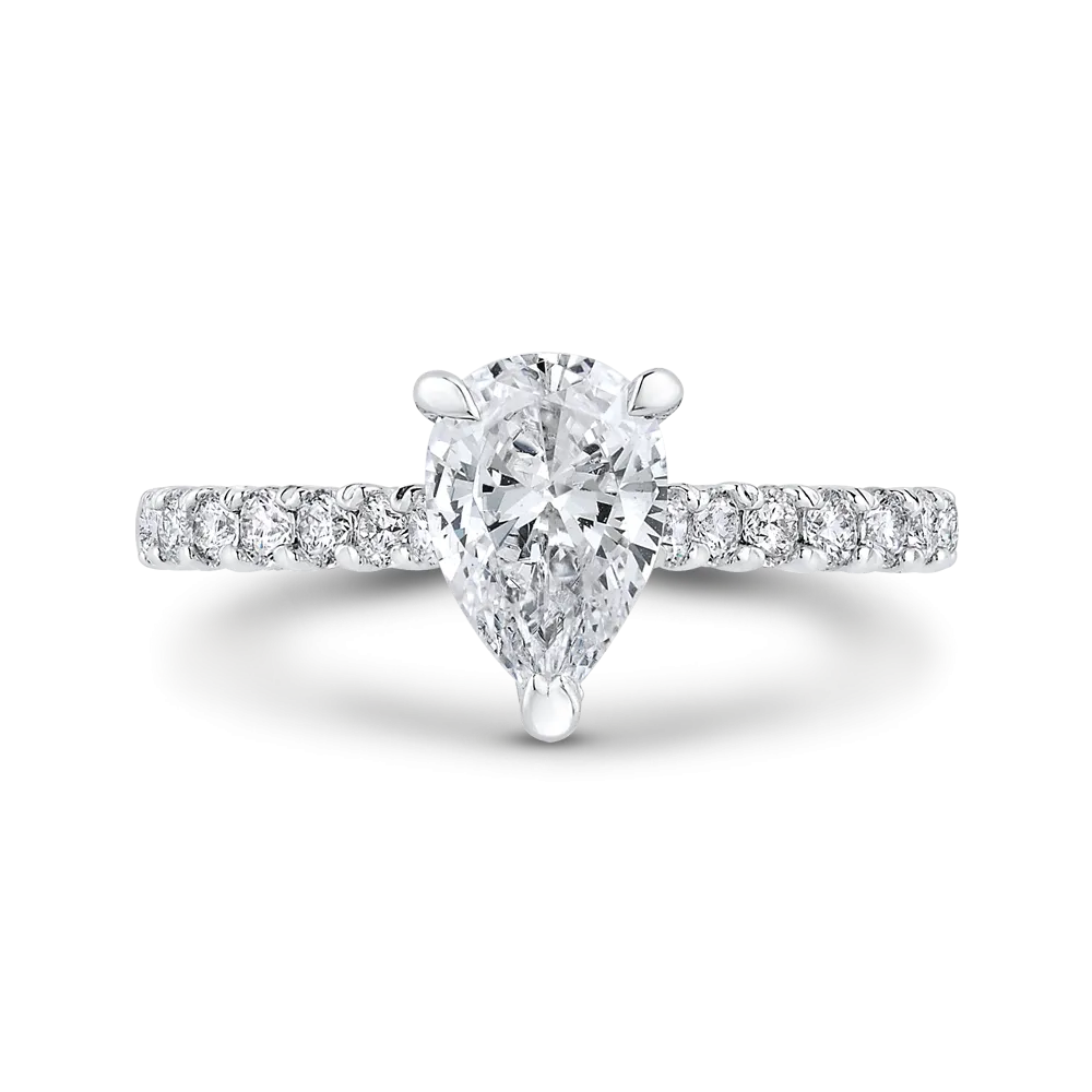 14K White Gold Pear Diamond Engagement Ring (Semi Mount)