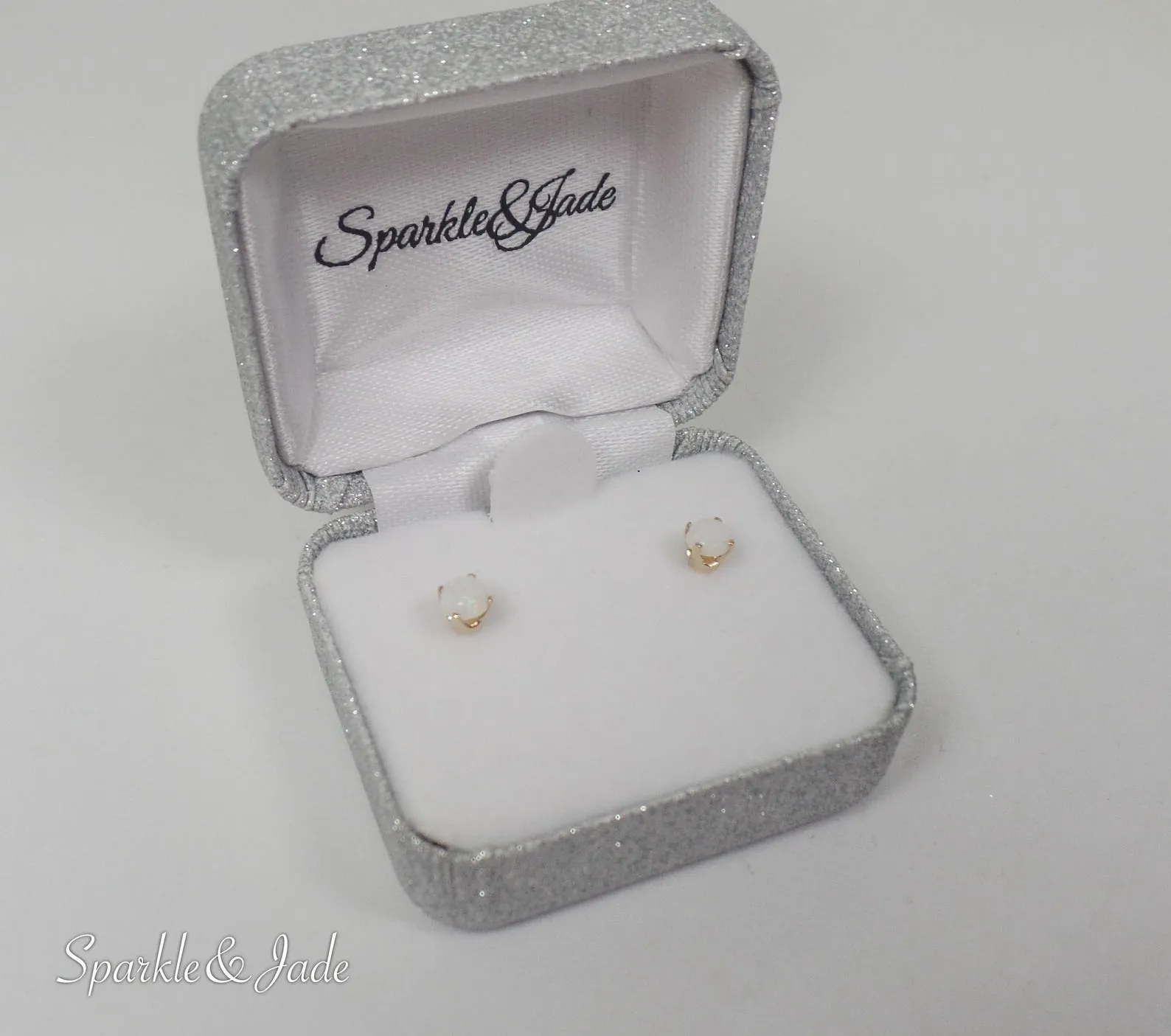 14k Yellow Gold 4mm Round Genuine Australian Opal Stud Earrings
