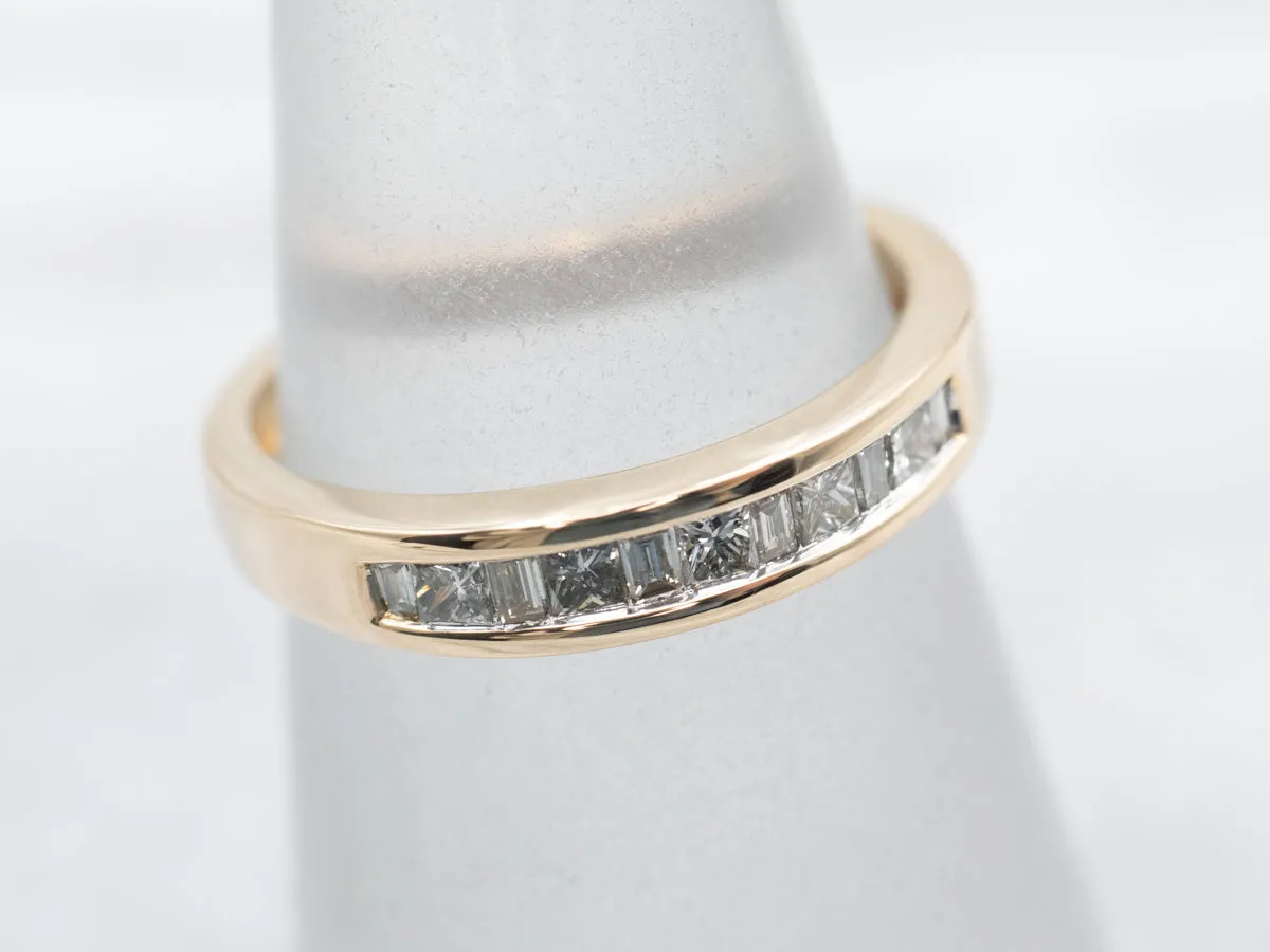 14K Yellow Gold Channel Set Princess Cut Diamond Band Ring