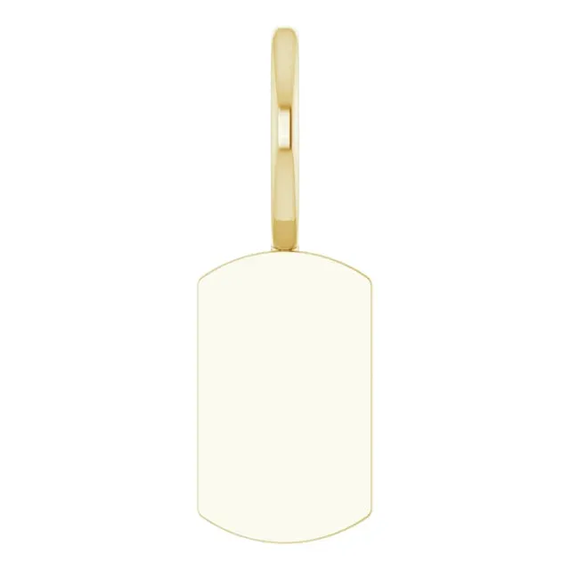 14K Yellow Gold Engravable Dog Tag Charm/Pendant