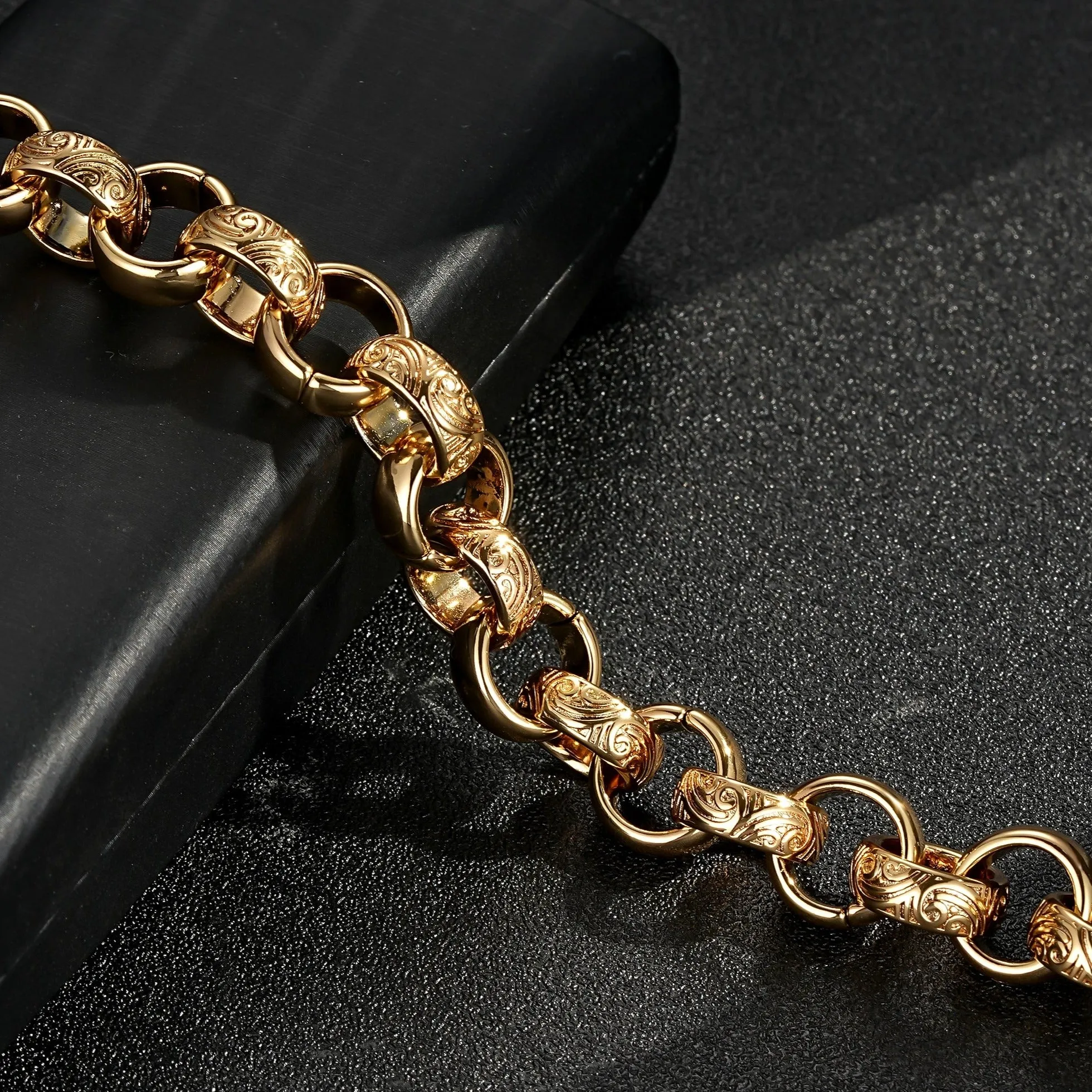 15mm Gold Filled Bonded Ornate Belcher Bracelet 8/9.3 Inch