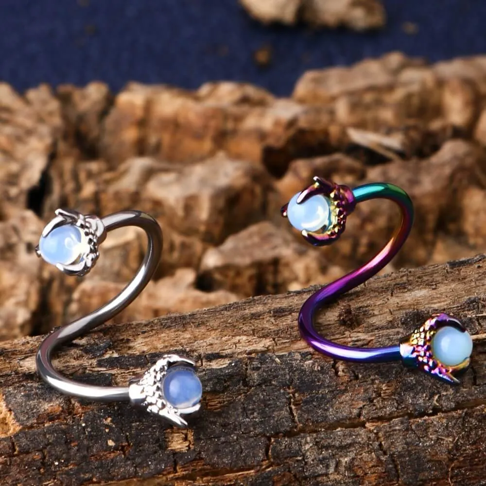 16G Dragon-Claw Spiral S-Shape Barbell Opal Helix Piercing Jewelry