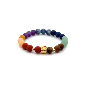 18K Gold Money Bag Lucky Charm Beads Bracelet Gemstones Matte Chakra 6mm