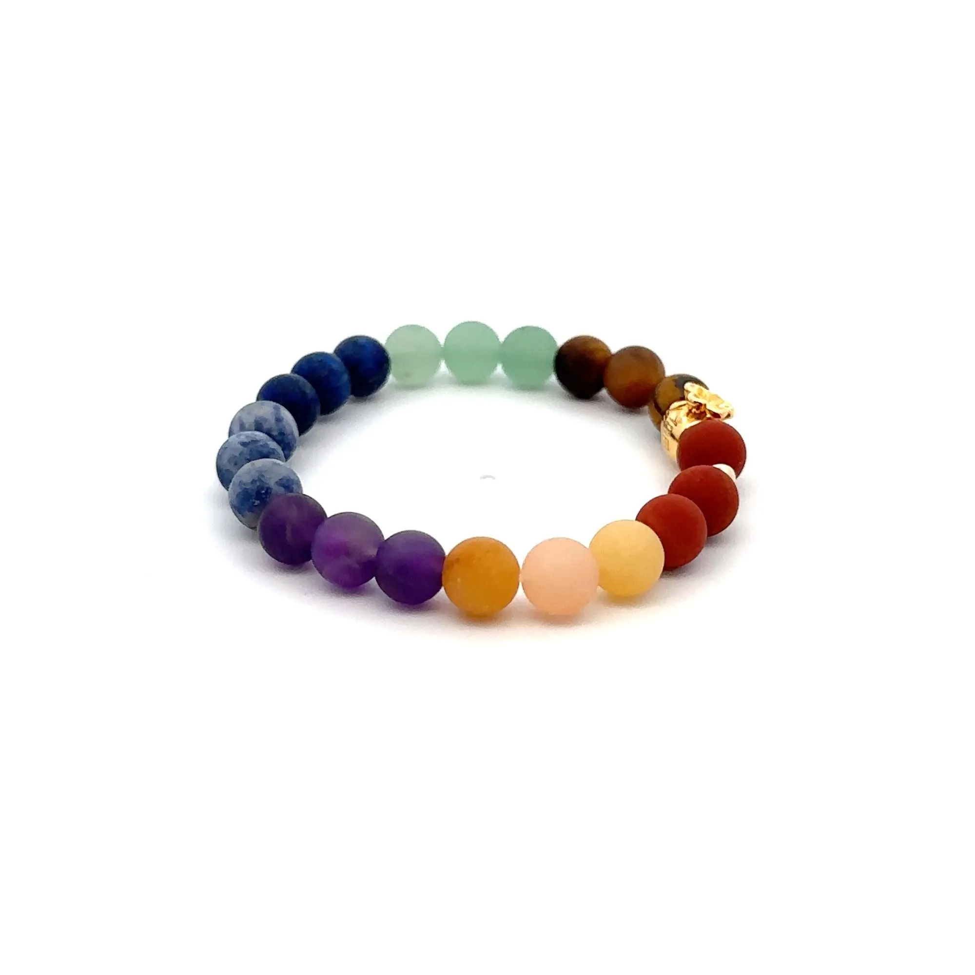 18K Gold Money Bag Lucky Charm Beads Bracelet Gemstones Matte Chakra 6mm