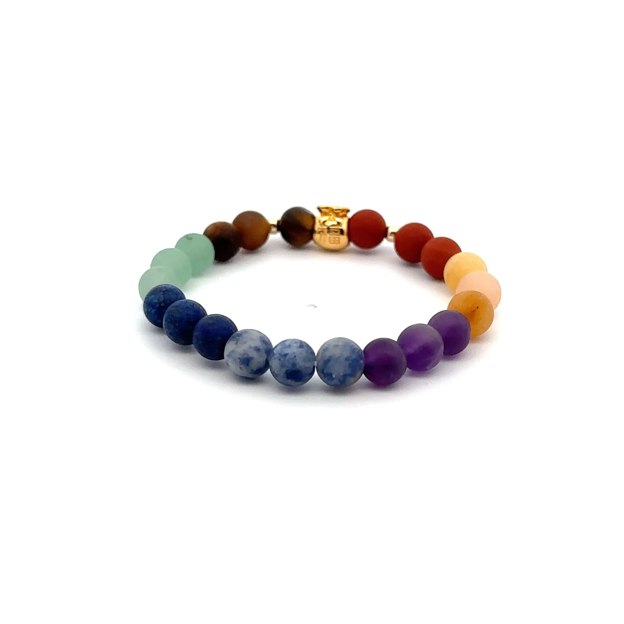 18K Gold Money Bag Lucky Charm Beads Bracelet Gemstones Matte Chakra 6mm