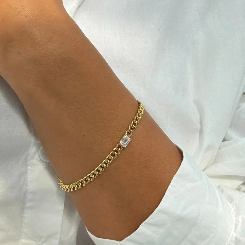 1ct Emerald Cuban Link Bracelet