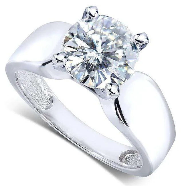 2 Carat Moissanite Wide Solitaire Ring