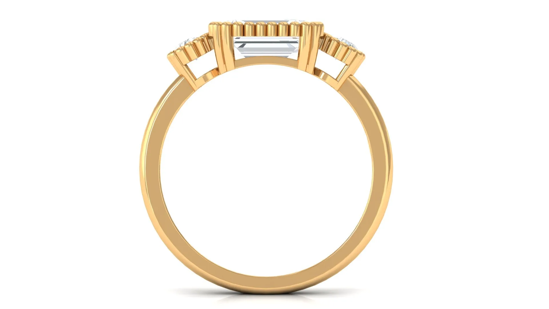 2 CT Moissanite Three Stone Engagement Ring in East West Pattern