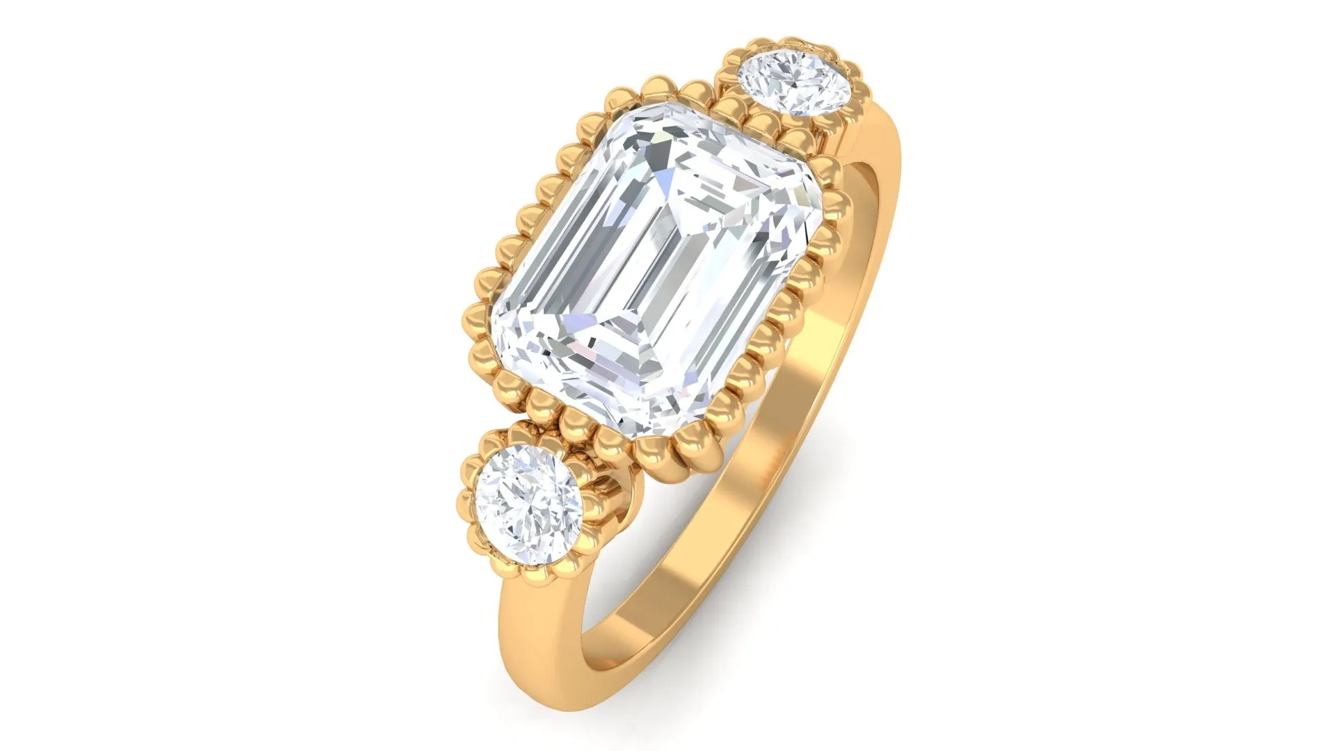 2 CT Moissanite Three Stone Engagement Ring in East West Pattern