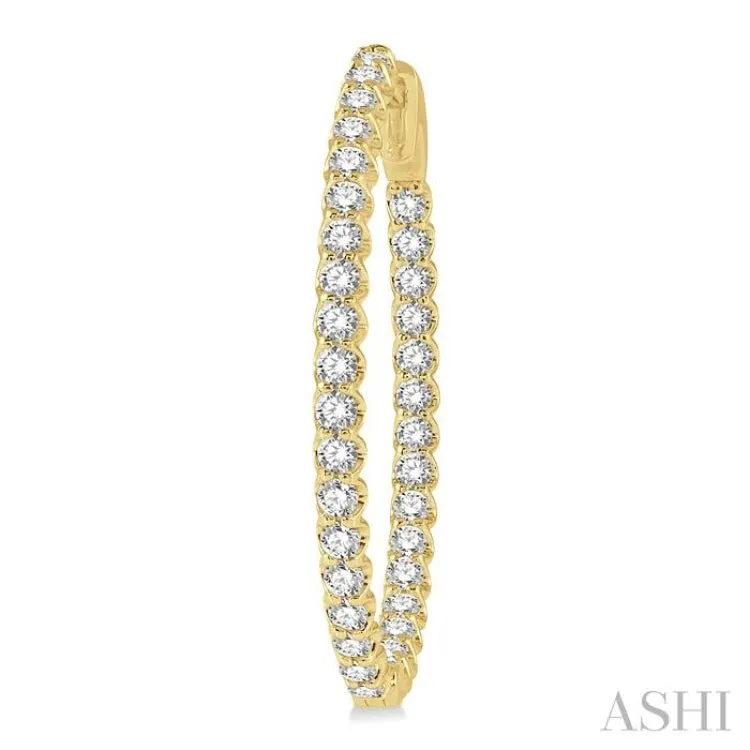 2.00 ctw Inside-Out Round Cut Diamond Oval Shape Hoop Earrings in 14K Yellow Gold