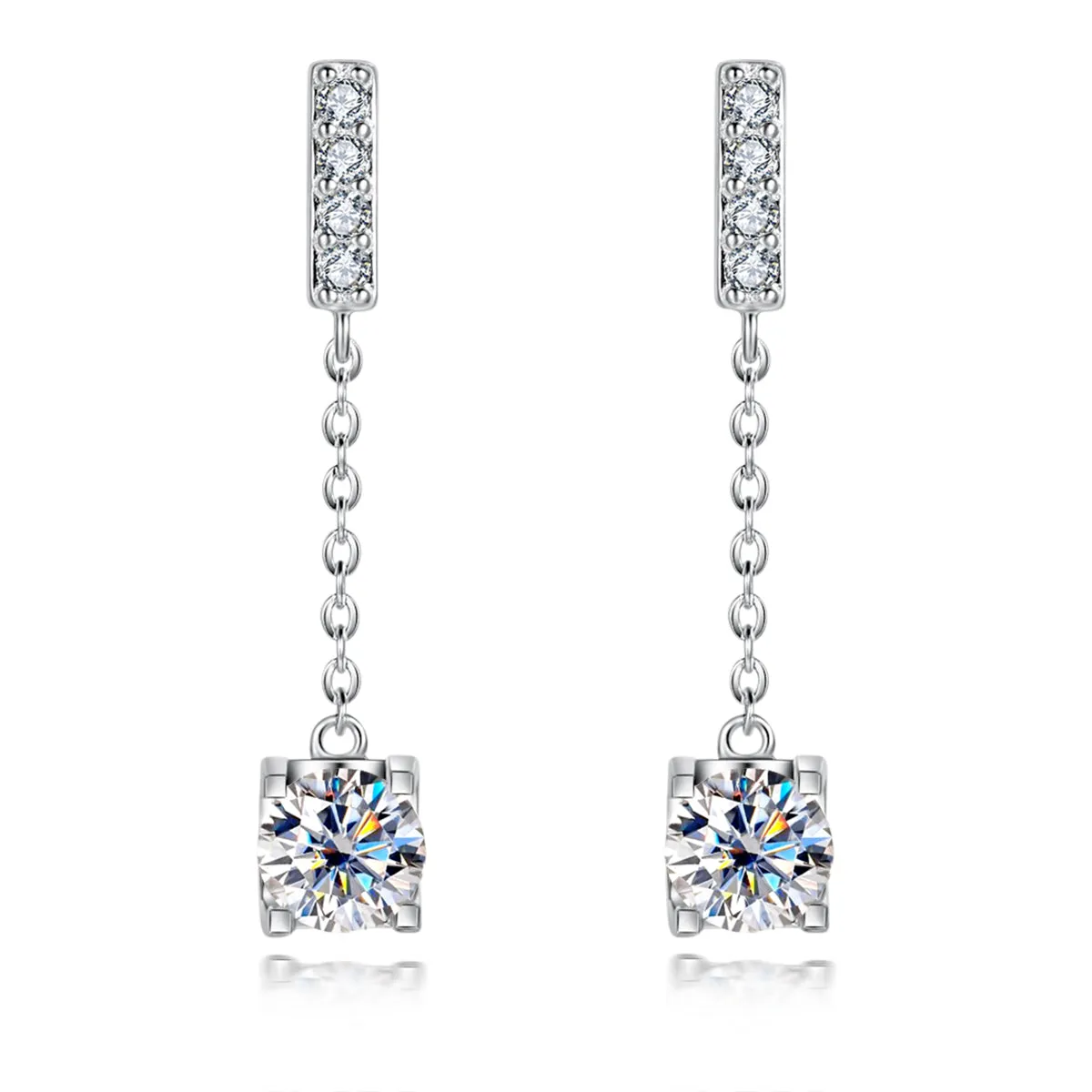 2.0CTTW D Color Moissanite Earrings 18K White Gold Plated CharmEarrings