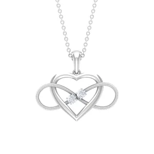 2.5 MM Diamond Infinity Heart Necklace For Her