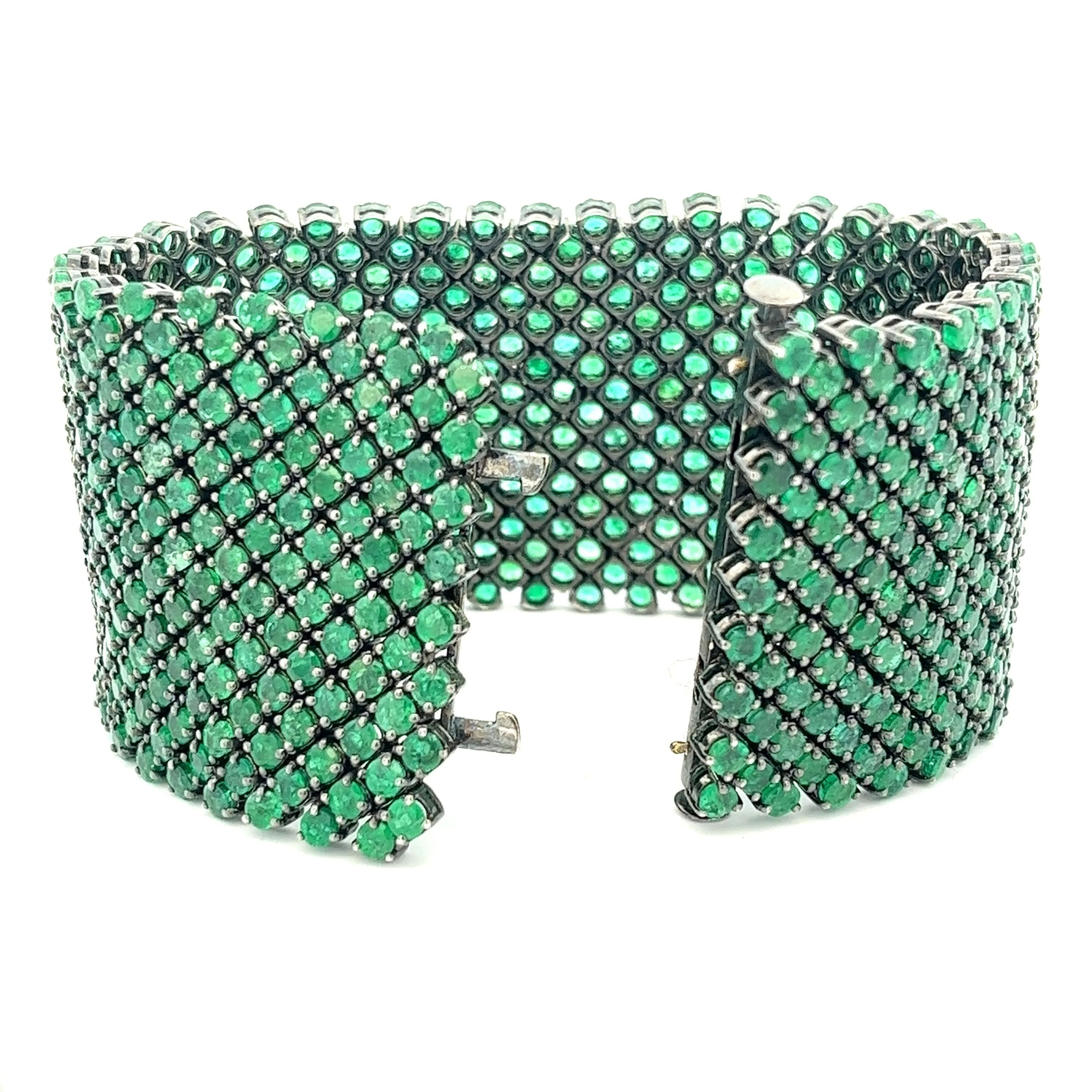 80.84ct Sterling Silver Emerald Bracelet