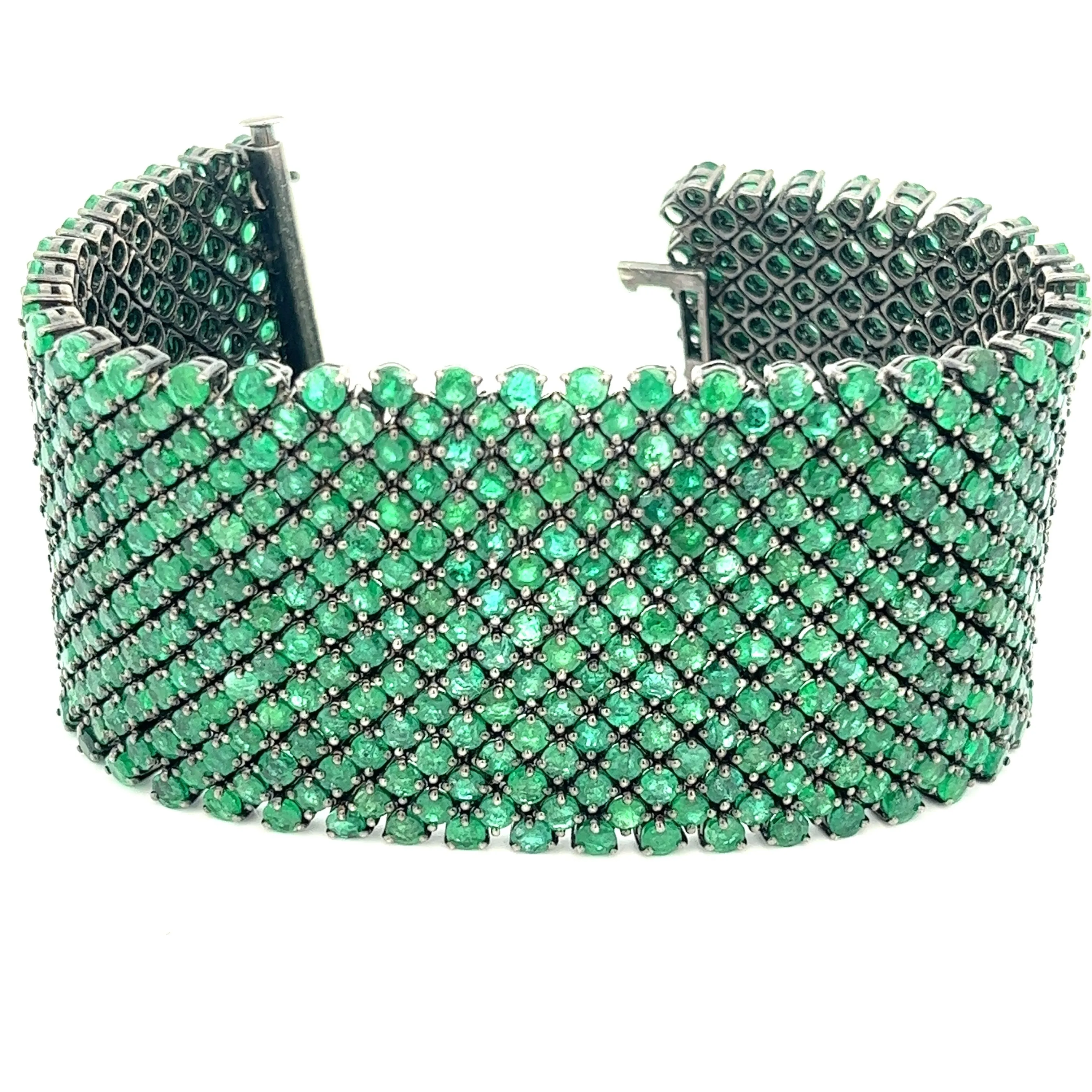 80.84ct Sterling Silver Emerald Bracelet