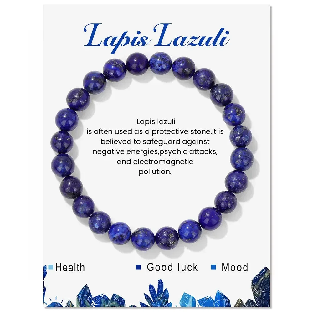 8mm Natural Carnelian Beaded Bracelets For Women Men Stylish Stretch Bangles With Blue Apatite Lapis Lazuli Tiger Eye