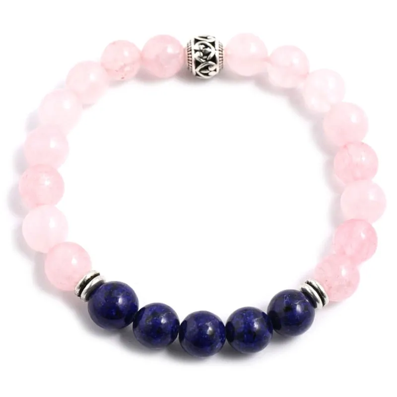 8mm Rose Quartz Lapis Lazuli Japamala Set Meditation Yoga Spiritual Jewelry