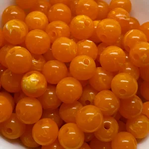 8mm Round (50) - Orange - Vintage Opaque Marbled Effect Beads