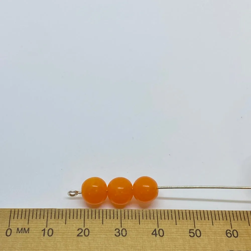 8mm Round (50) - Orange - Vintage Opaque Marbled Effect Beads