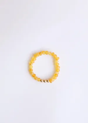 Adult: Raw Honey Amber   14k Gold Stretch Bracelet