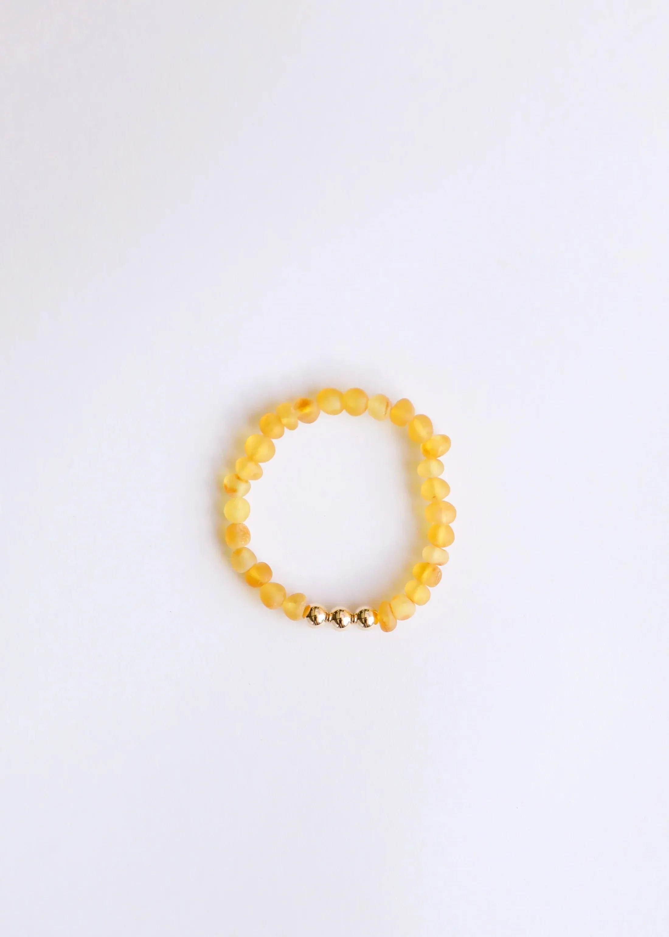 Adult: Raw Honey Amber   14k Gold Stretch Bracelet