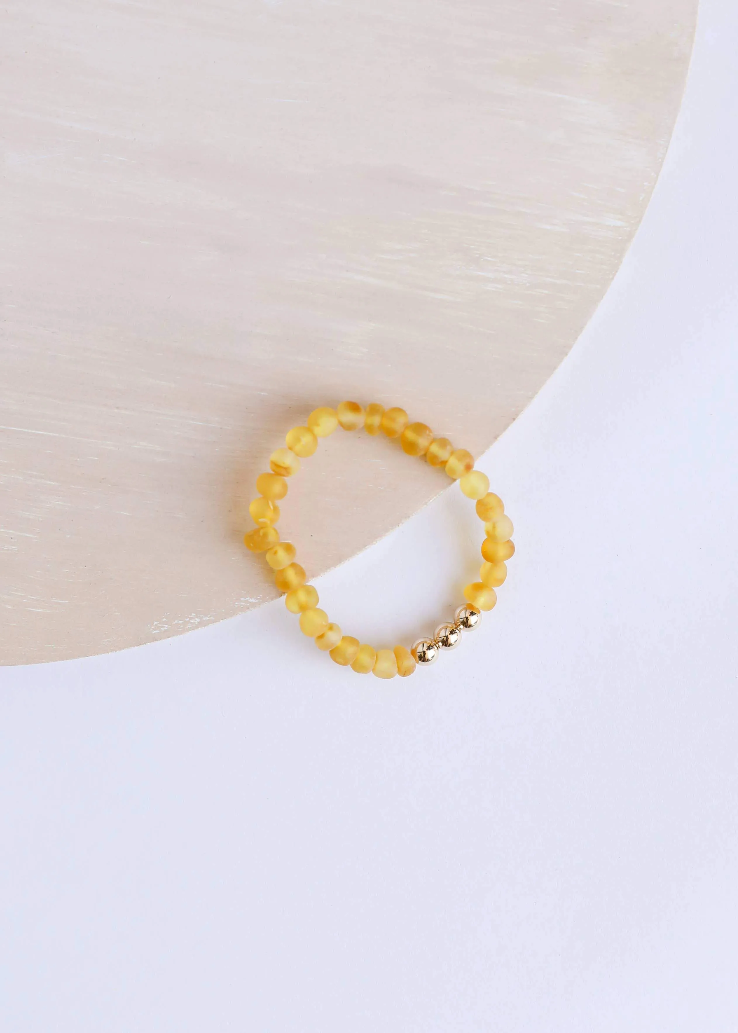 Adult: Raw Honey Amber   14k Gold Stretch Bracelet