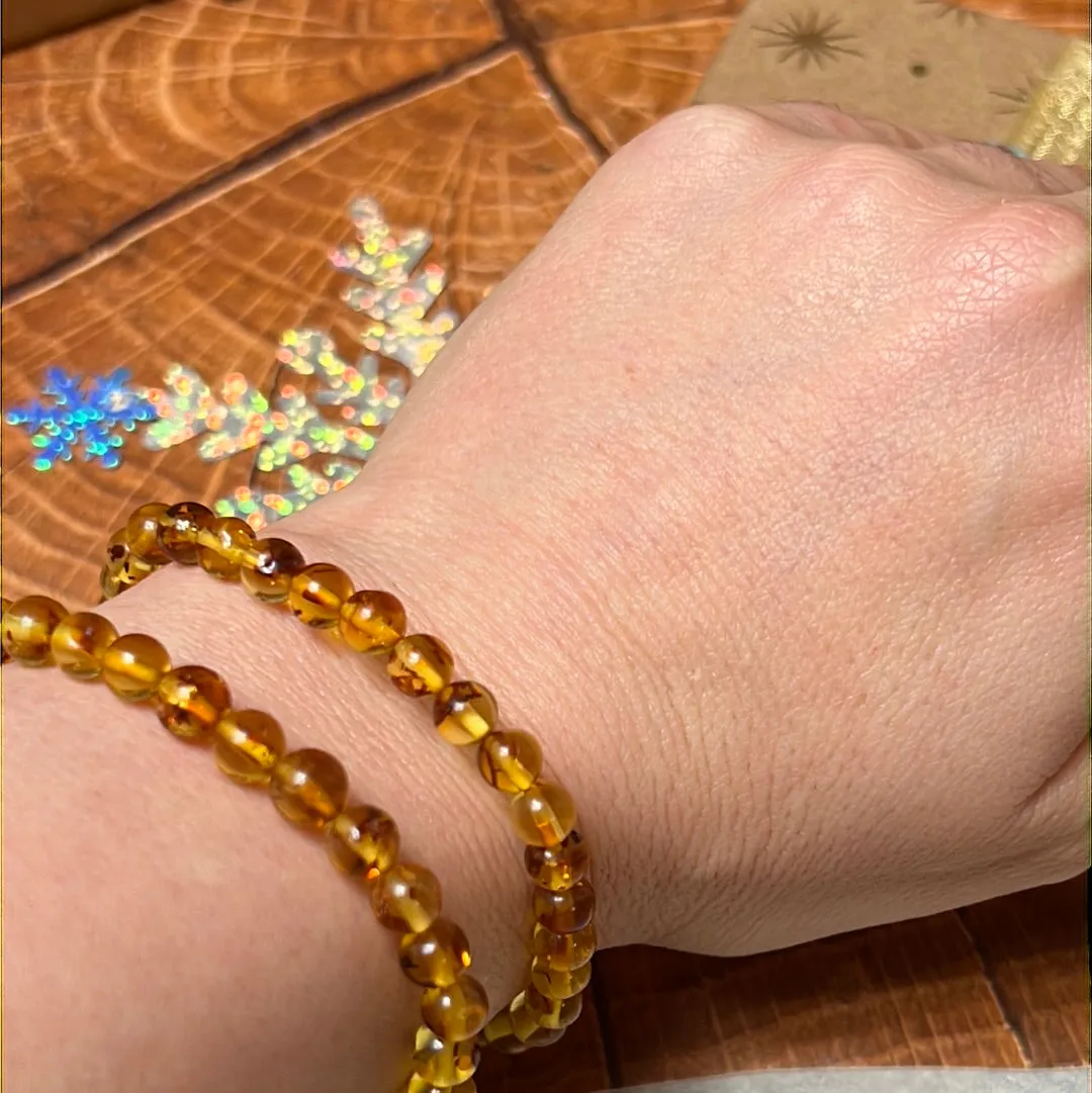 Amber Flower Bead Bracelet