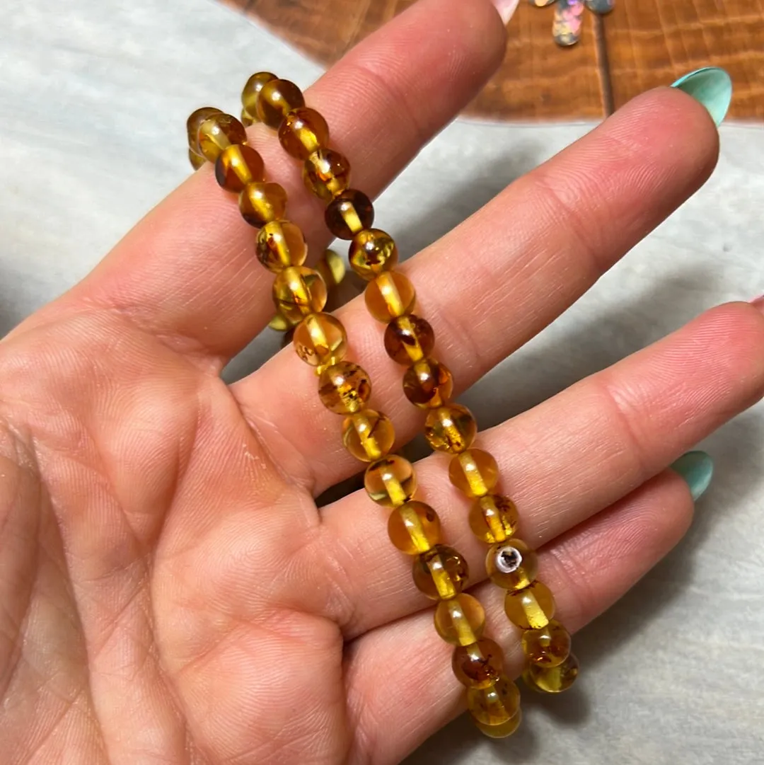 Amber Flower Bead Bracelet