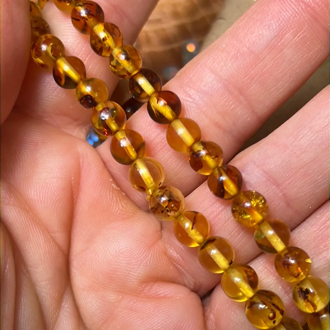 Amber Flower Bead Bracelet