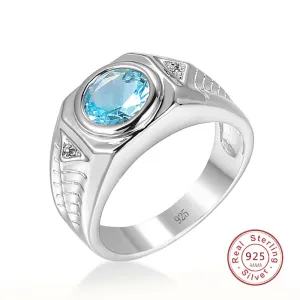 Aquamarine Wedding Ring for Men