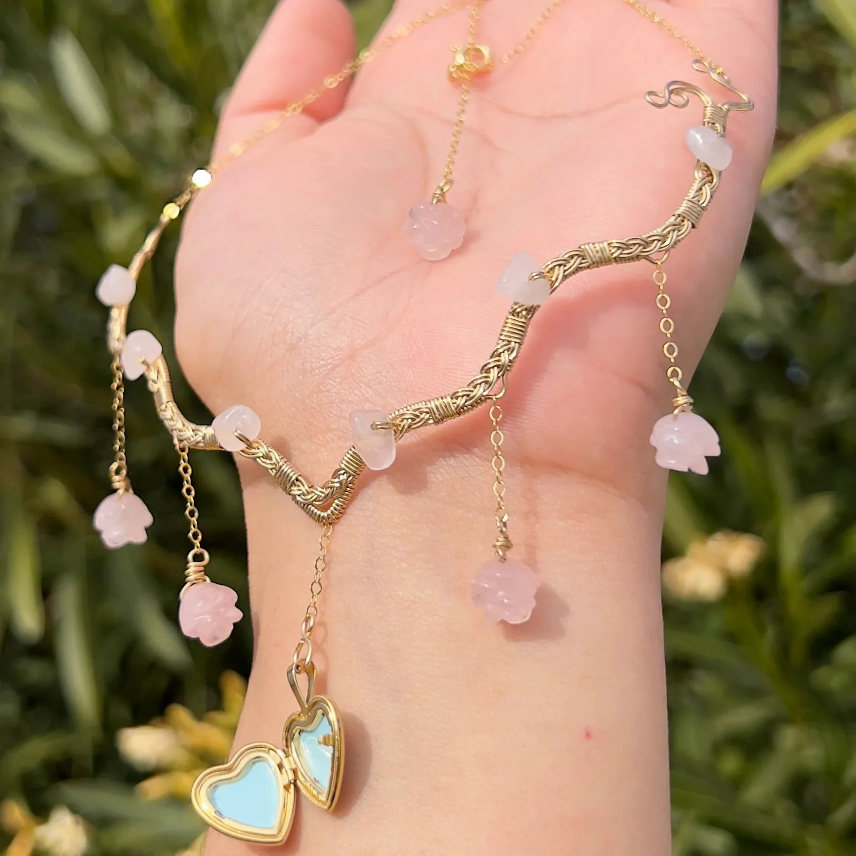 Astraea Lovers Locket Rose Quartz 14KGF or .925 Sterling Silver ✵