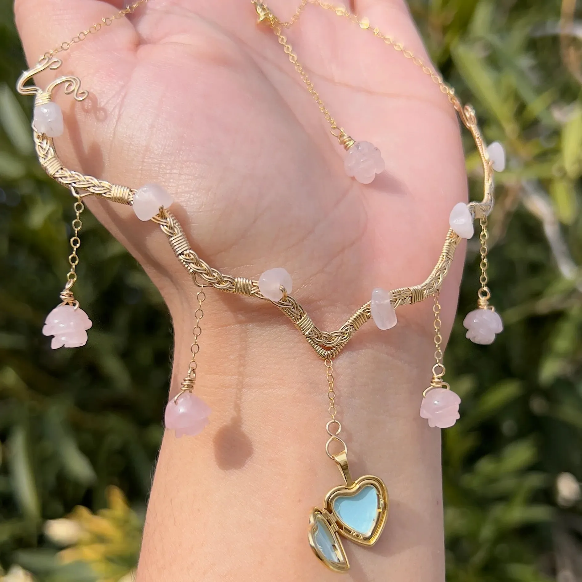 Astraea Lovers Locket Rose Quartz 14KGF or .925 Sterling Silver ✵