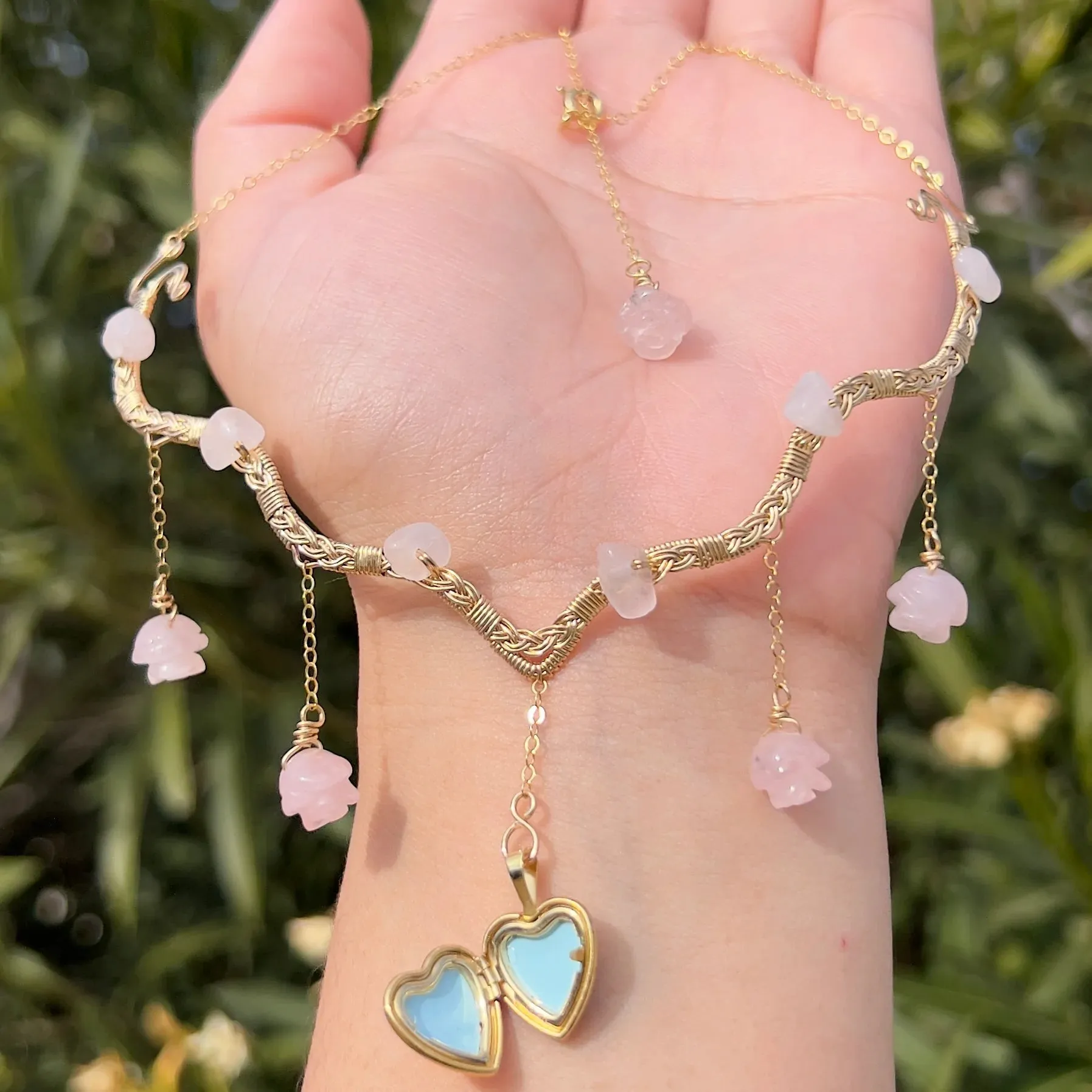 Astraea Lovers Locket Rose Quartz 14KGF or .925 Sterling Silver ✵