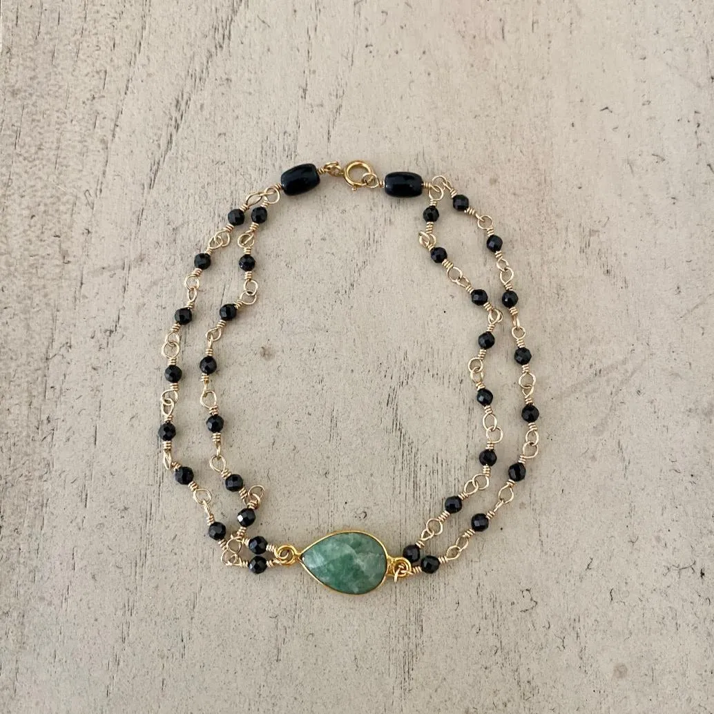 Black Spinel with Emerald