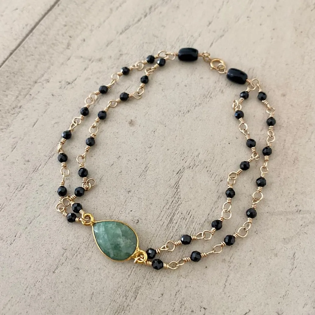 Black Spinel with Emerald