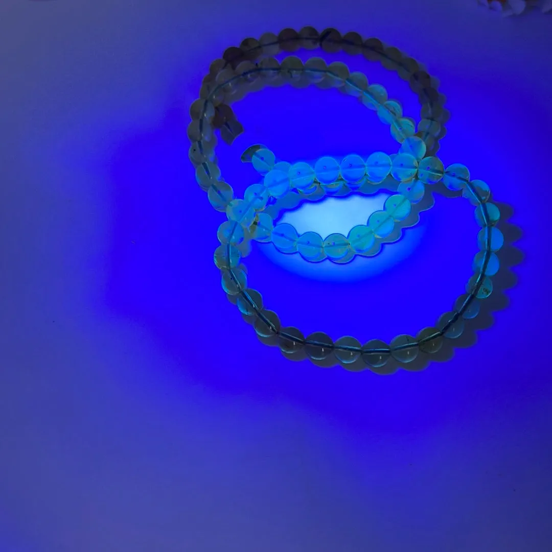 Blue Amber Bead Bracelet
