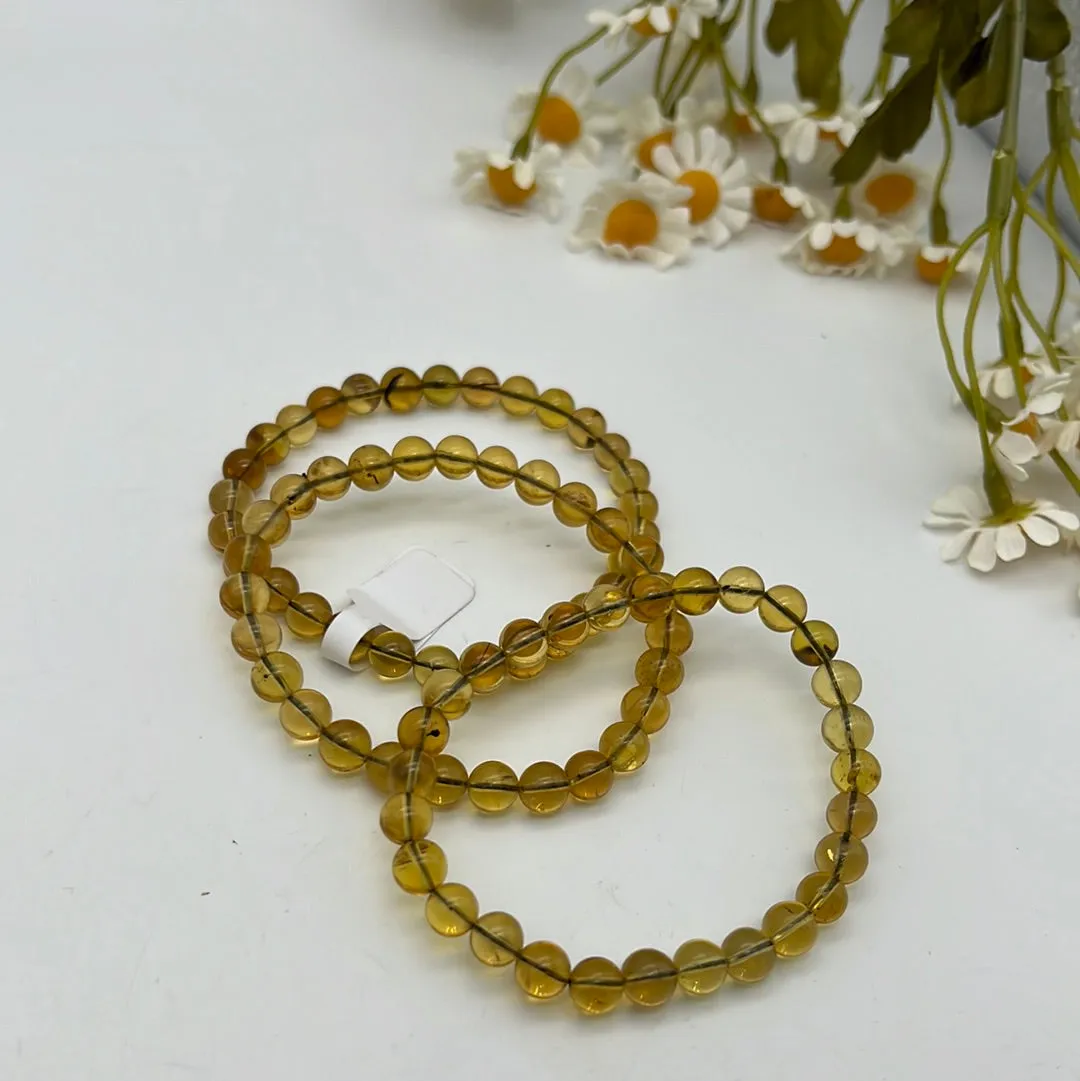 Blue Amber Bead Bracelet