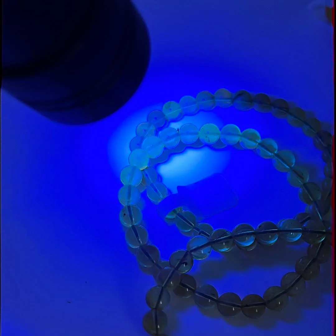 Blue Amber Bead Bracelet
