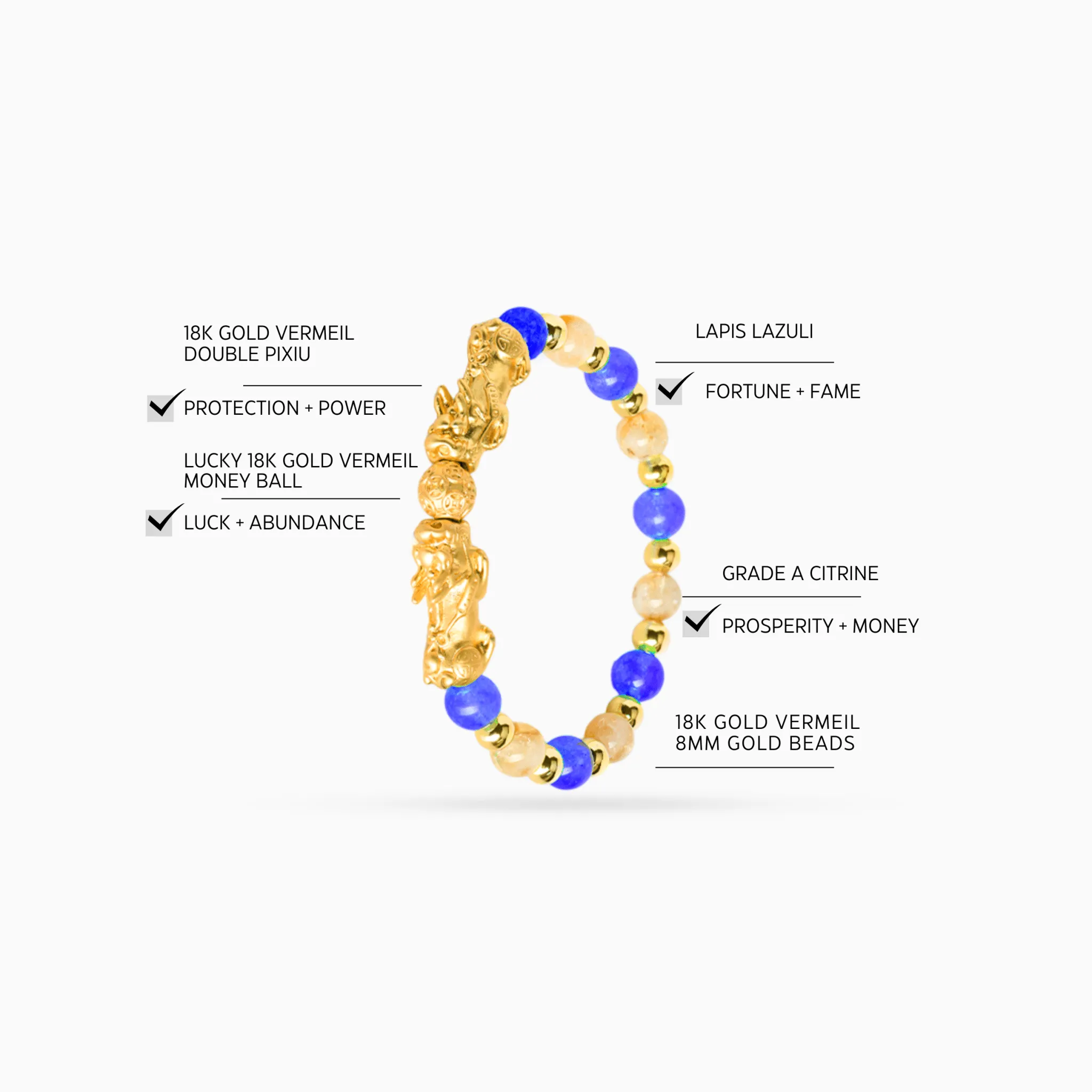 Cancer Zodiac Feng Shui Double Pixiu Bracelet