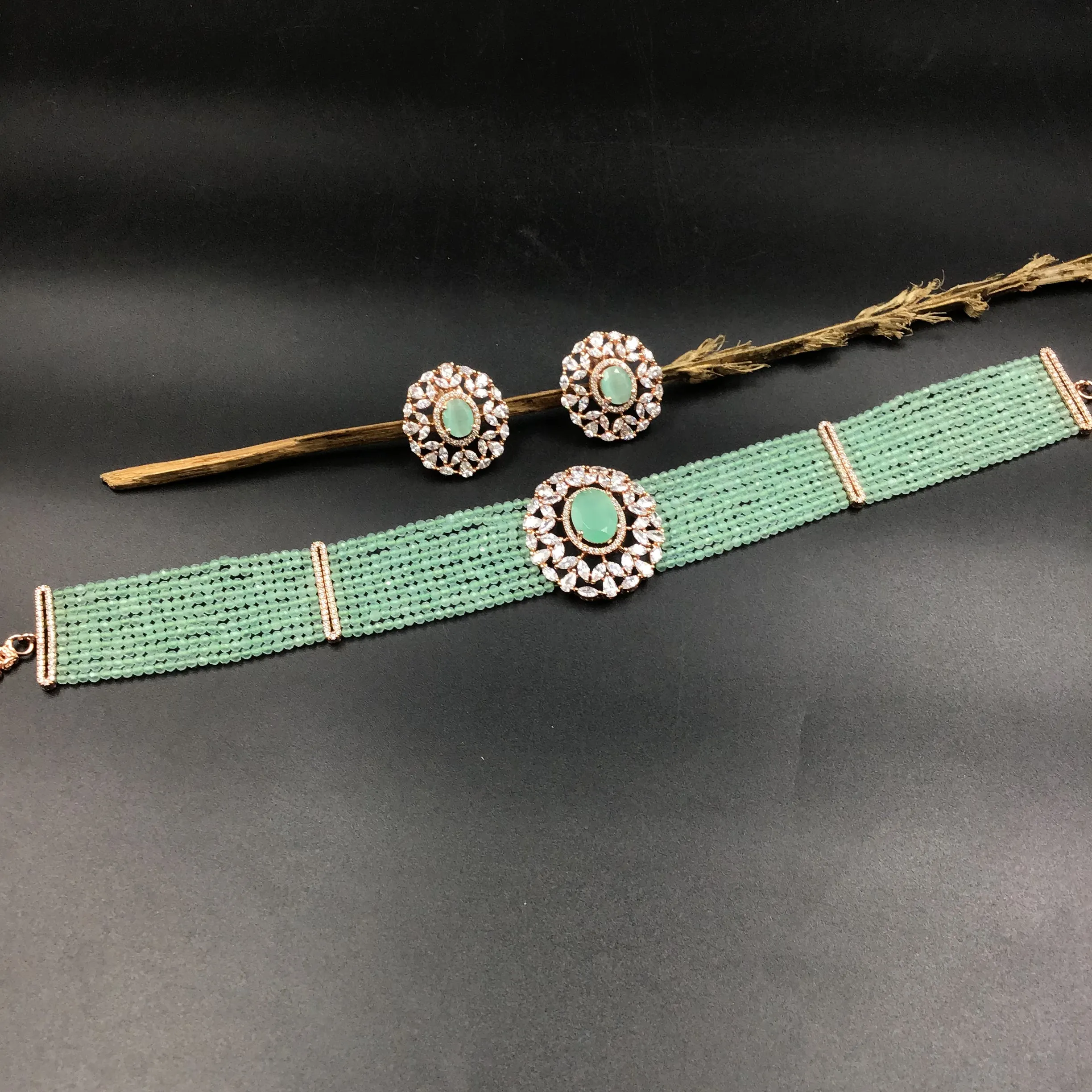 Choker Zircon/AD Necklace Set 4149-69
