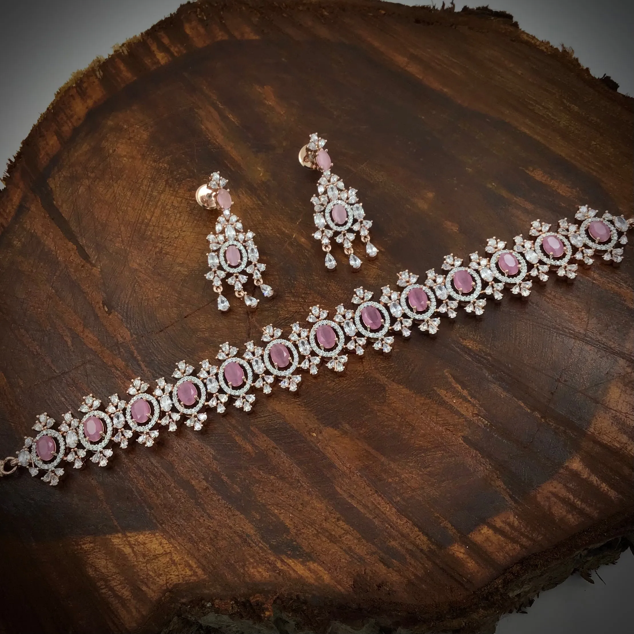Choker Zircon/AD Necklace Set 4152-69
