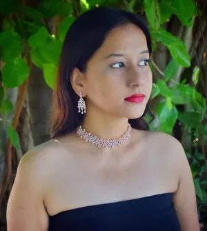 Choker Zircon/AD Necklace Set 4152-69