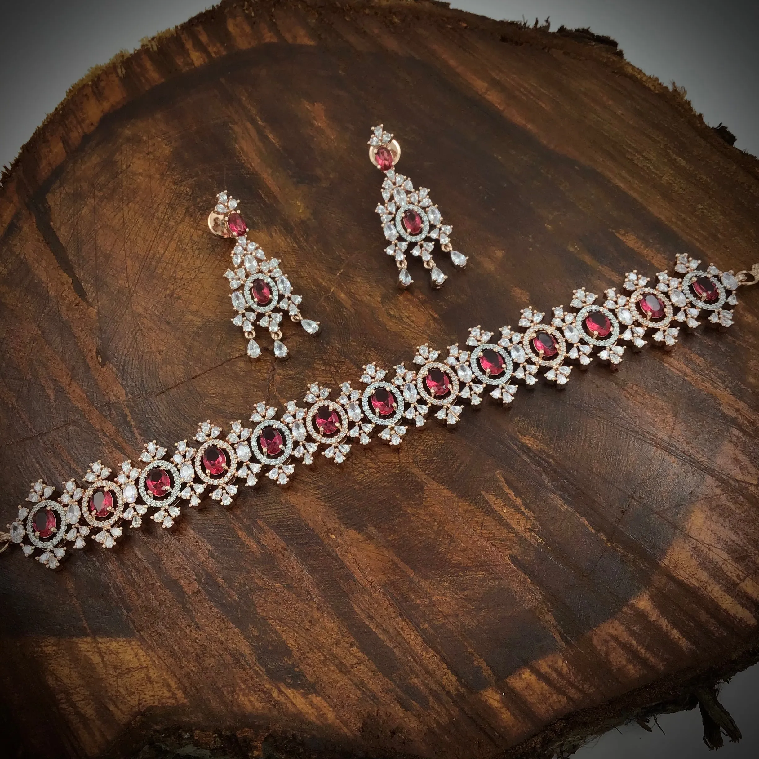 Choker Zircon/AD Necklace Set 4152-69