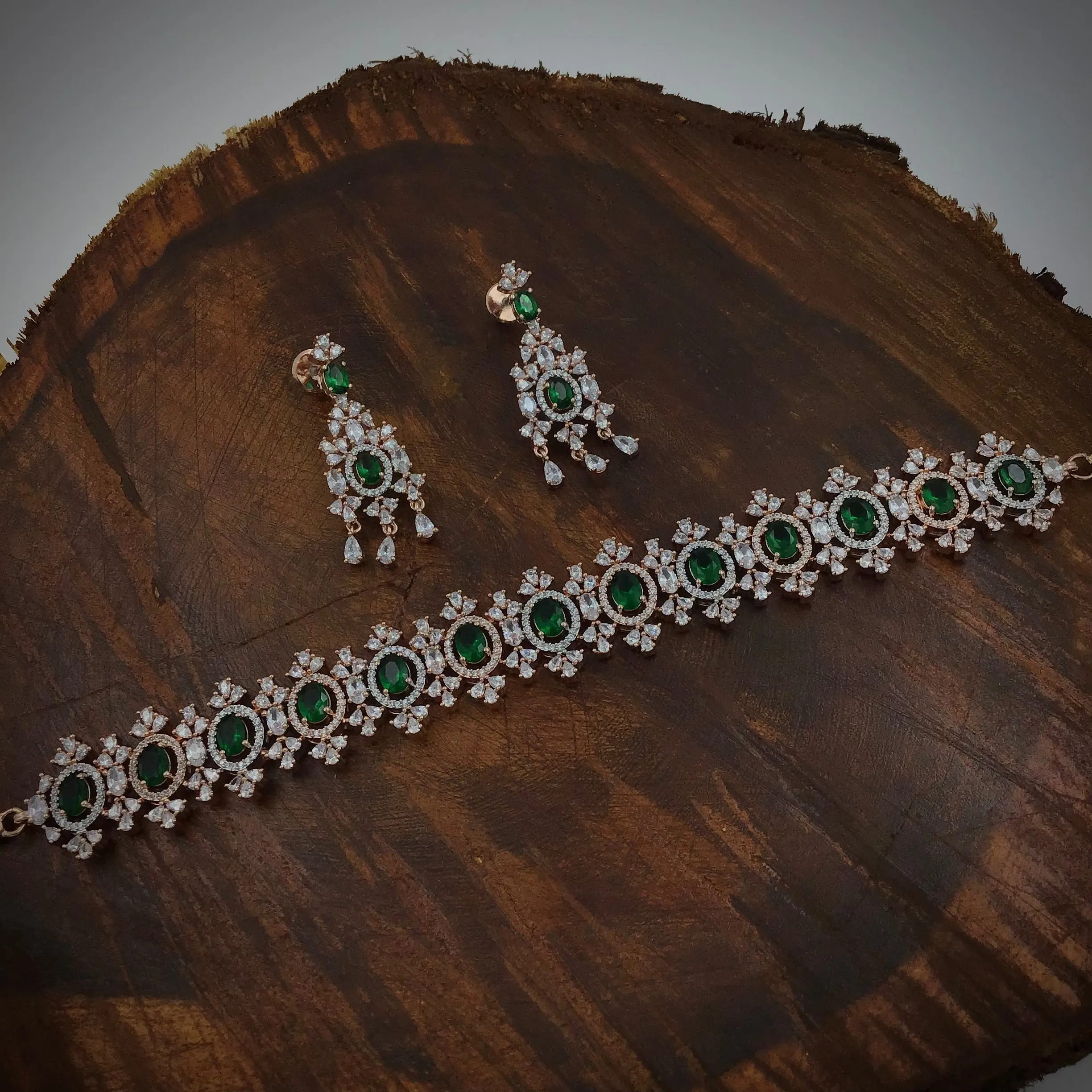 Choker Zircon/AD Necklace Set 4152-69